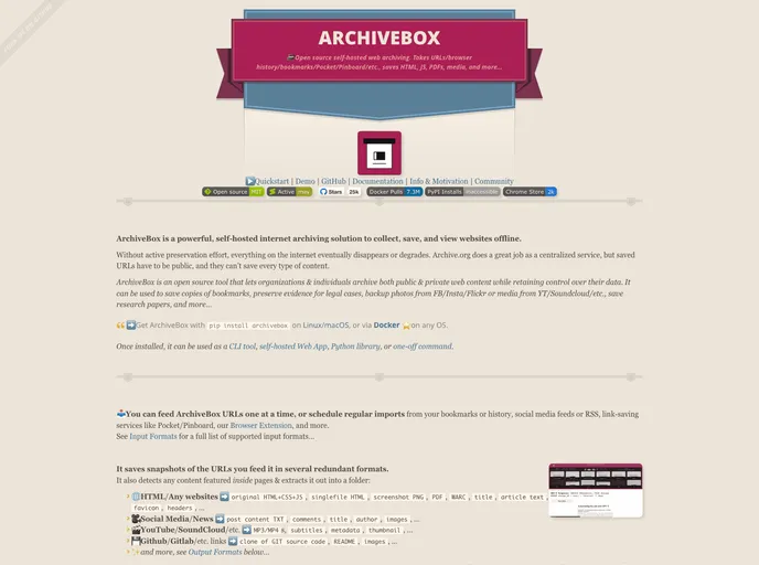 screenshot of ArchiveBox