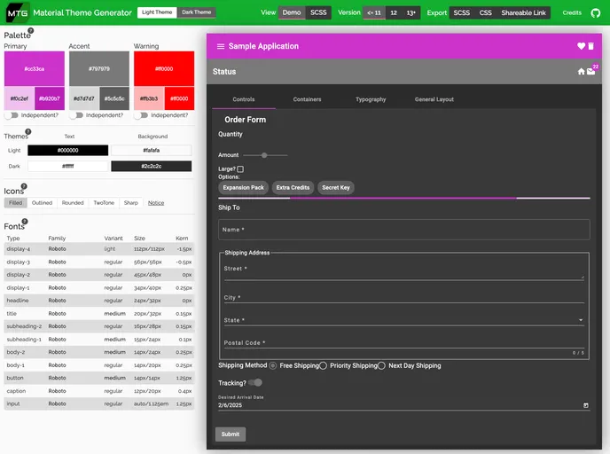 screenshot of MaterialThemeGenerator
