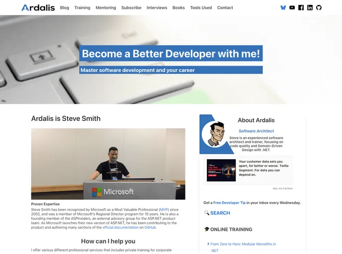 screenshot of Ardalis Com Gatsby