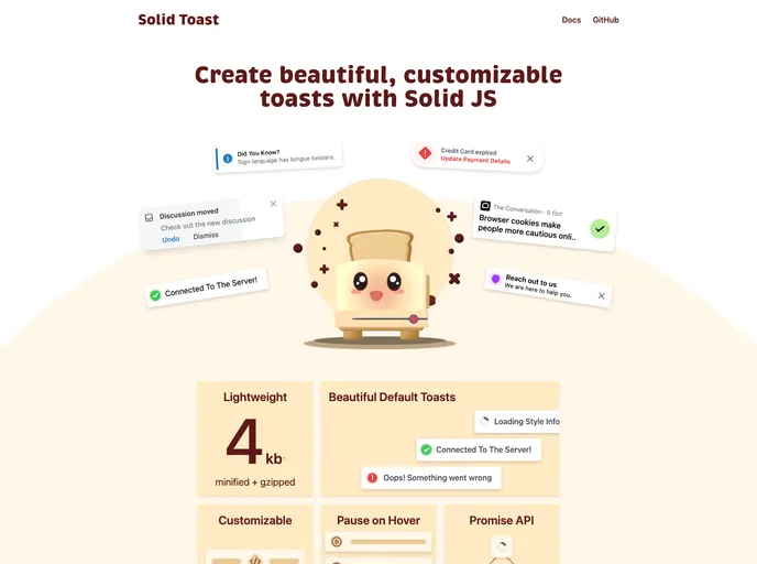screenshot of Solid Toast