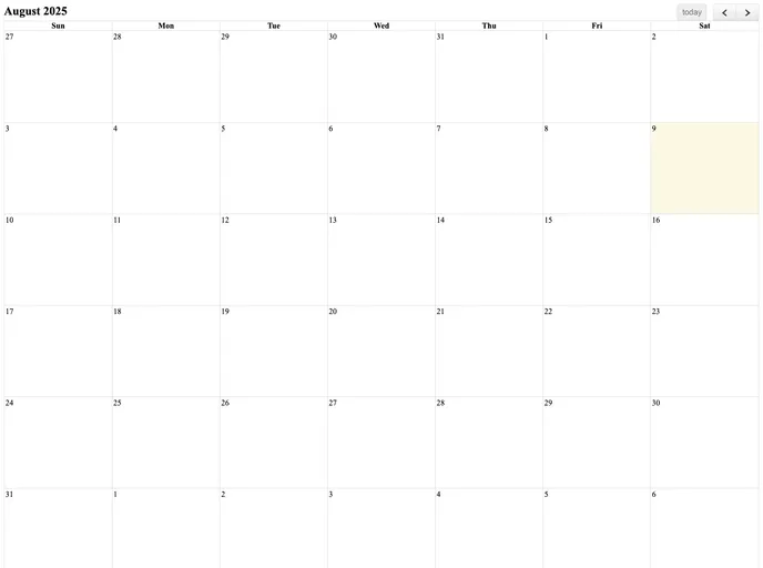 screenshot of Hugo Fullcalendar