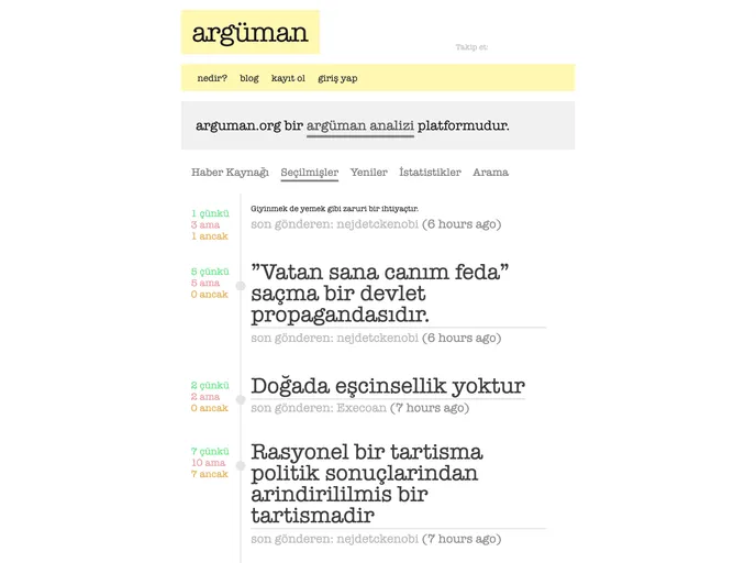 screenshot of Arguman.org