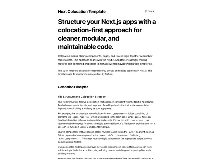 screenshot of Next Colocation Template