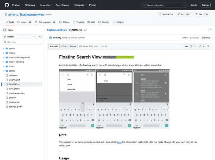 screenshot of Floatingsearchview