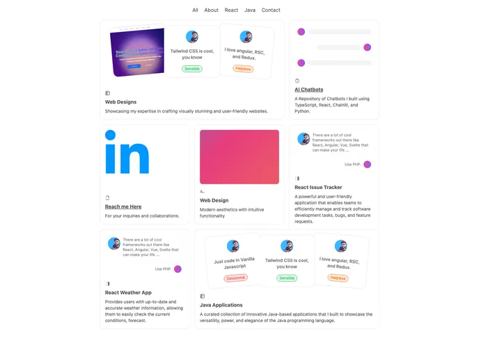 Next JS Portfolio Bento Template screenshot