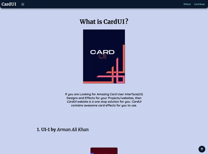 screenshot of CardUI