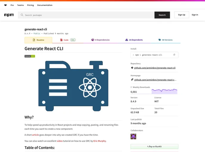 Generate React Cli
