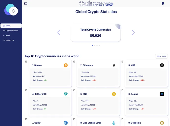 screenshot of Coinverse