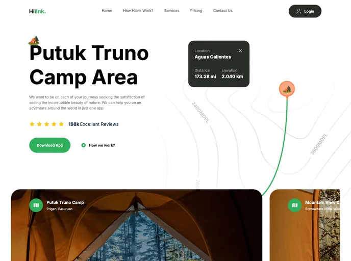 Travel Camping Landing NextJS Frontend screenshot