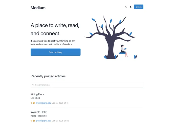 screenshot of Medium Clone