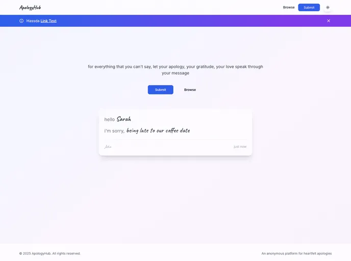 Apologyhub screenshot