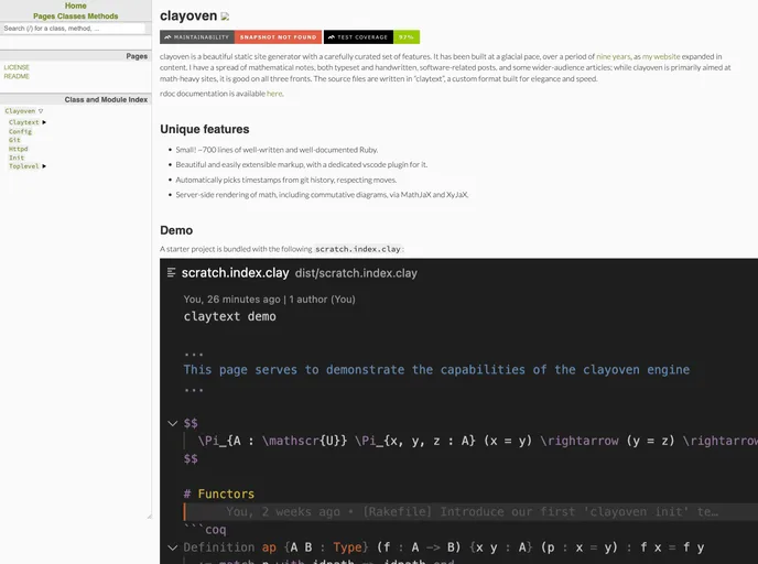 screenshot of Clayoven