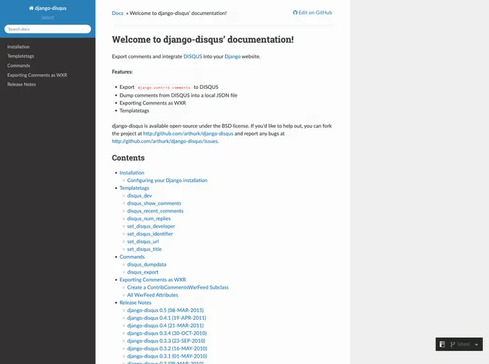 screenshot of Django Disqus