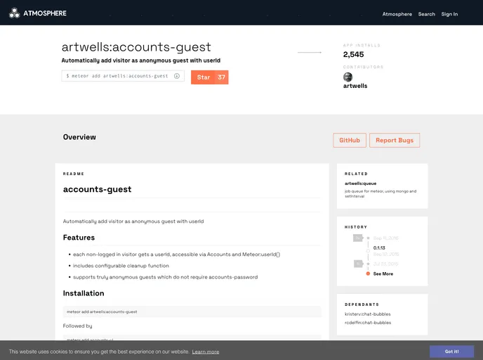 screenshot of Meteor Accounts Guest