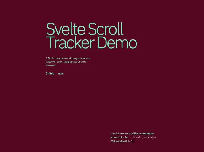 screenshot of Svelte Scroll Tracker