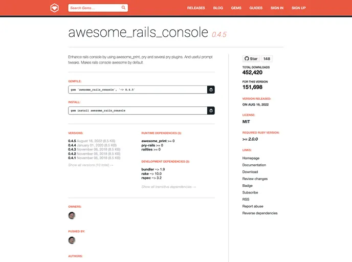 screenshot of Awesome_rails_console