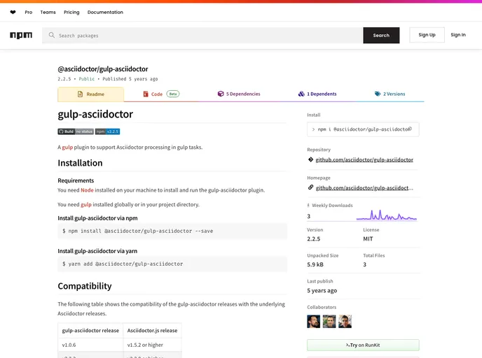 screenshot of Gulp Asciidoctor