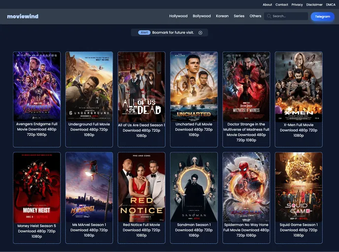 Movies Website UI screenshot