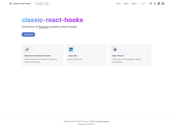 screenshot of Classic React Hooks
