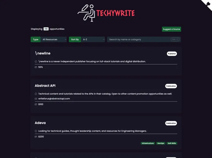 screenshot of TechyWrite