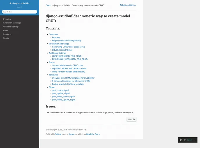screenshot of Django Crudbuilder