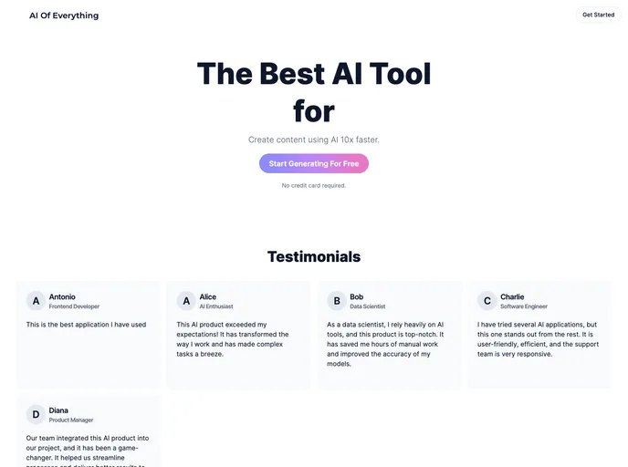 screenshot of AI Of Everything Saas