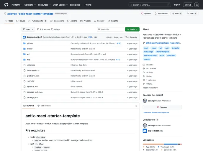 Actix React Starter Template screenshot