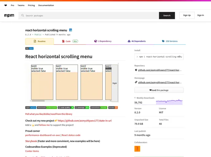 React Horizontal Scrolling Menu