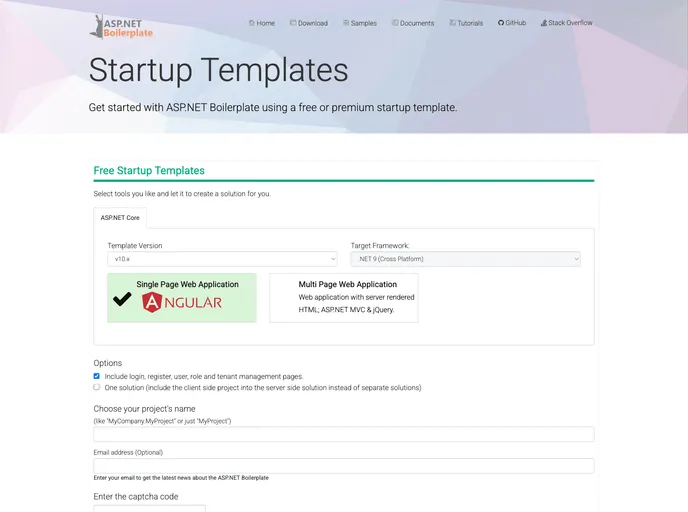 screenshot of Aspnetboilerplate Templates