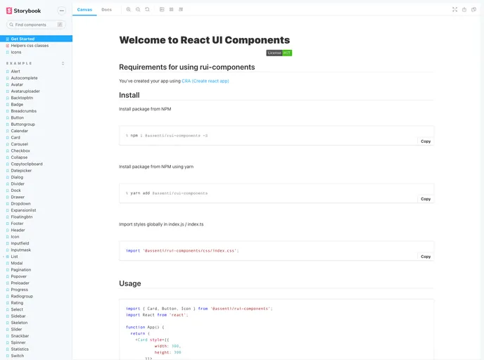 screenshot of React UI Components