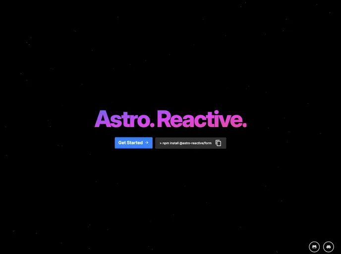 screenshot of Astro Reactive