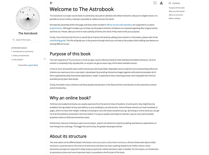 screenshot of Astrobook