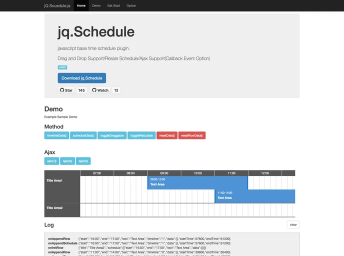 screenshot of Jquery.schedule