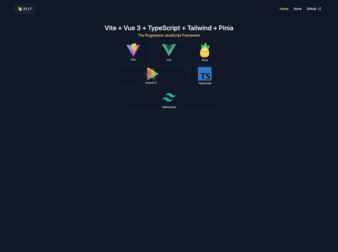 screenshot of Vite Vue3 Typescript Tailwind Starter