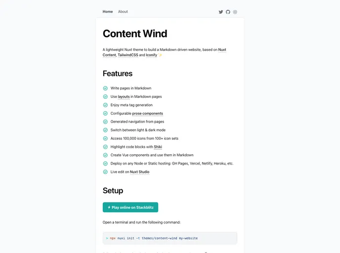 screenshot of Content Wind
