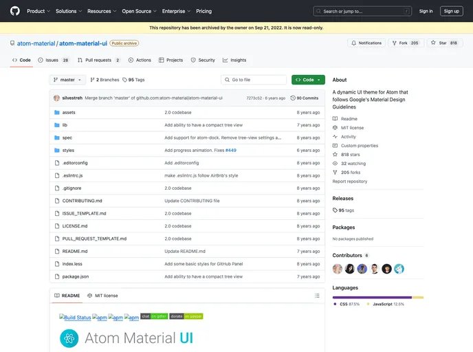 screenshot of Atom Material Syntax