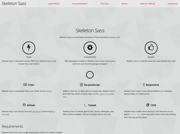 screenshot of Skeleton Sass