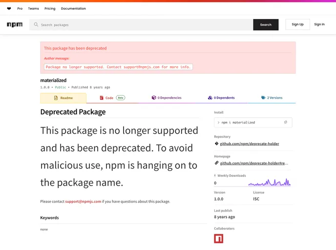 screenshot of Materialized
