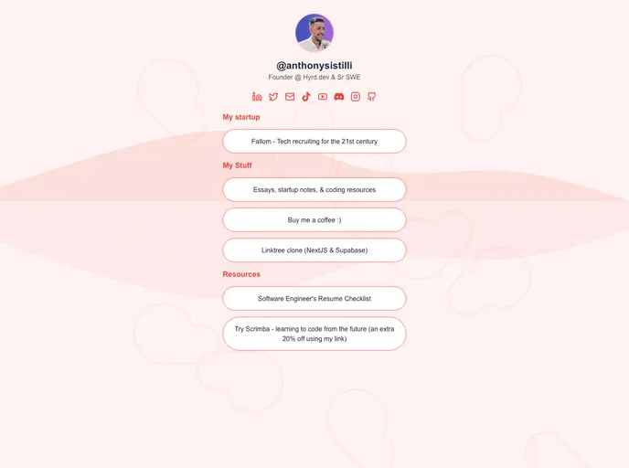 Linktree Nextjs Supabase Template screenshot
