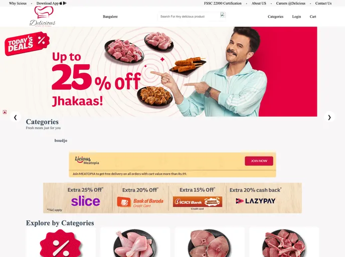 screenshot of Licious Clone