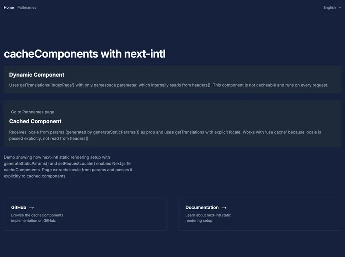 Next Intl Cache Components screenshot