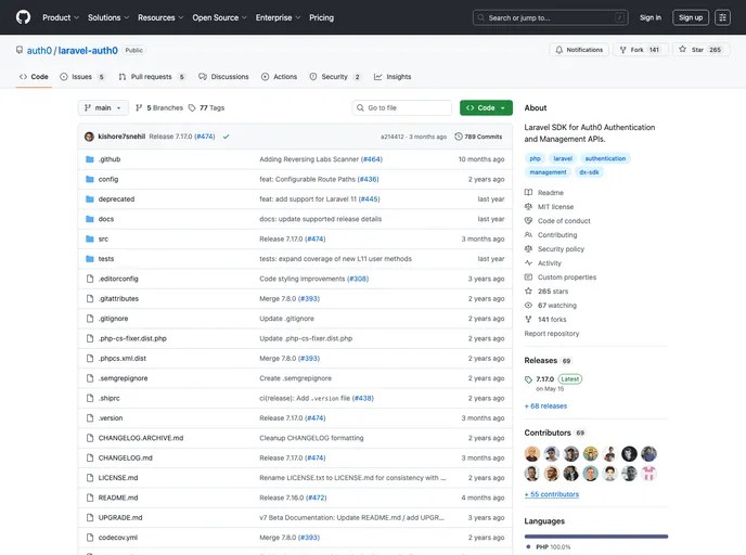 screenshot of Laravel