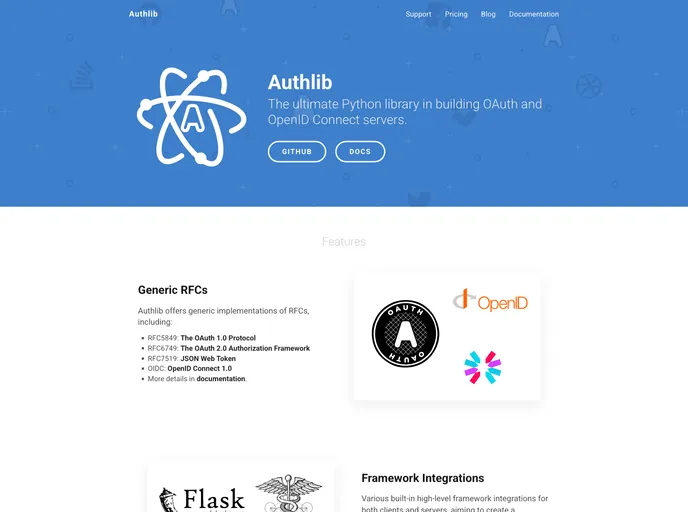 screenshot of Authlib