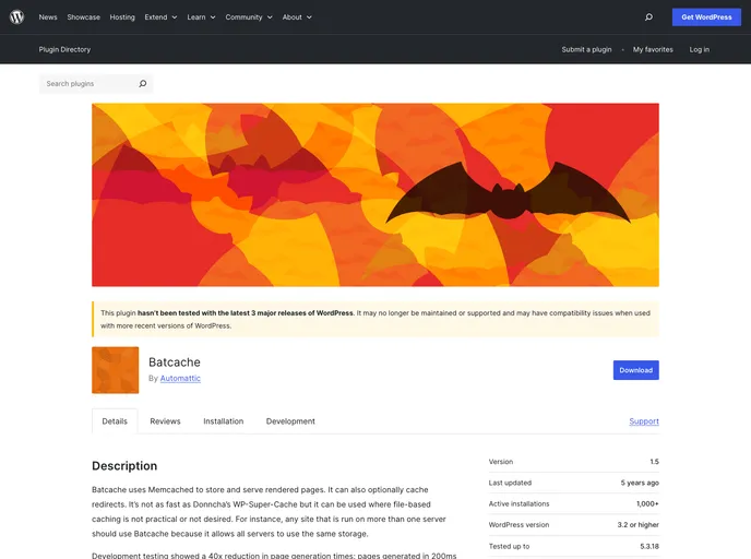 screenshot of Batcache