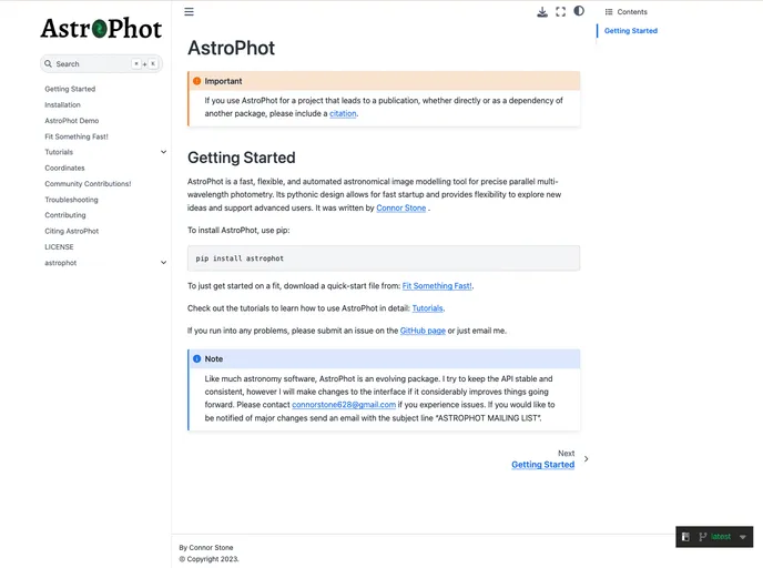 screenshot of AstroPhot