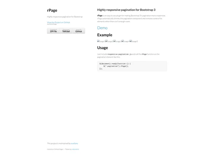 screenshot of Rpage