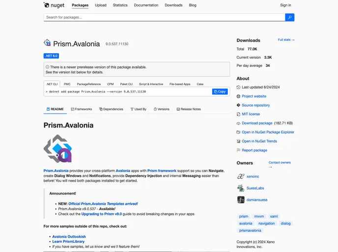 screenshot of Prism.Avalonia