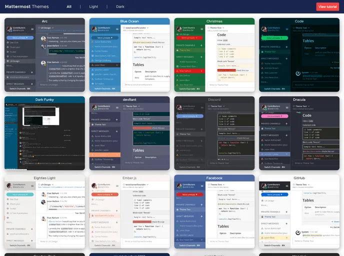 screenshot of Mattermost Themes