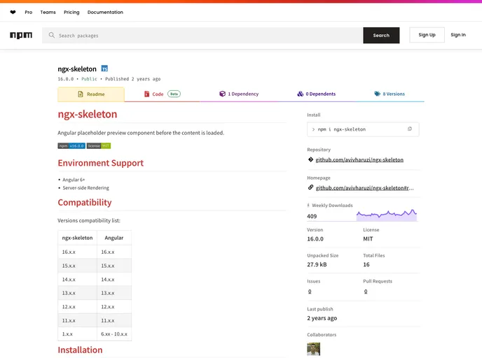 screenshot of Ngx Skeleton