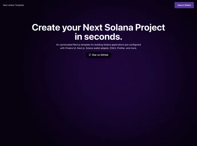 screenshot of Next Solana Starter
